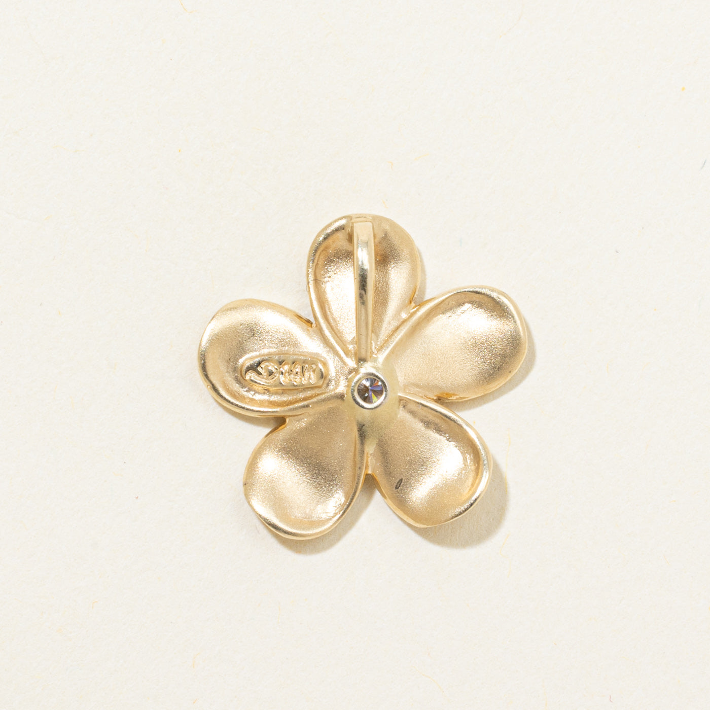 Diamond Matte Hibiscus Flower Pendant | 0.05ct