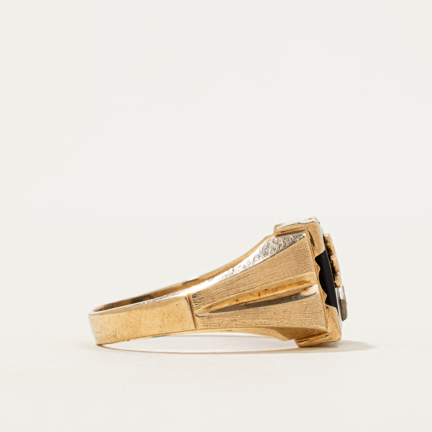 Onyx & Diamond "D" Initial Signet Ring | 2.50ct, 0.005ct | SZ 12.5