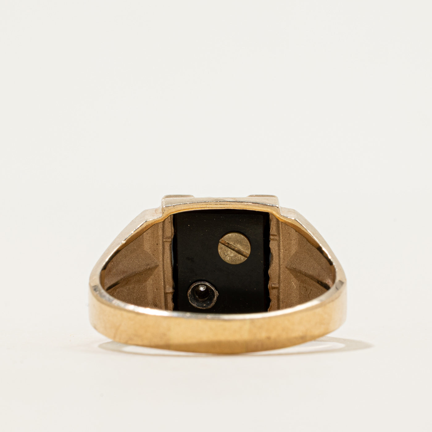 Onyx & Diamond "D" Initial Signet Ring | 2.50ct, 0.005ct | SZ 12.5