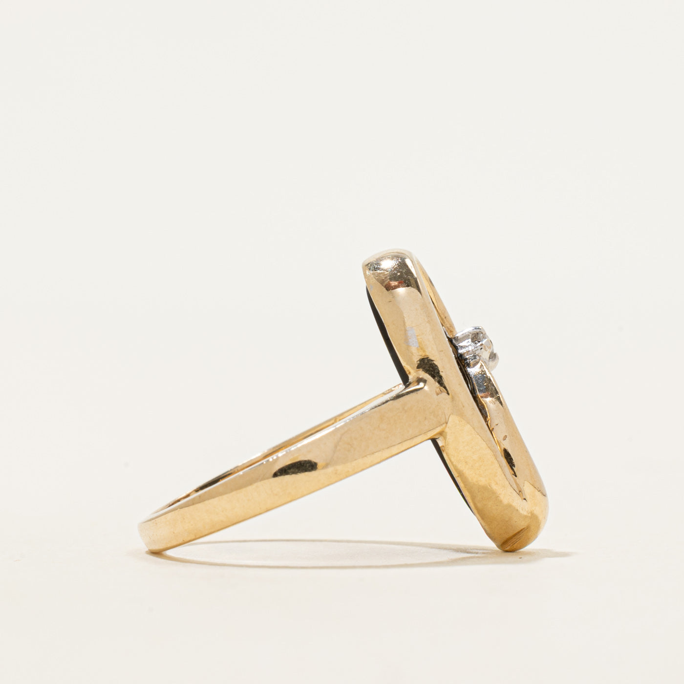 Bezel Set Onyx & Diamond Ring | 4.09ct, 0.02ct | SZ 5