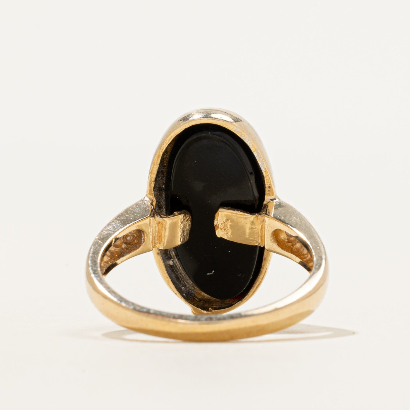 Bezel Set Onyx & Diamond Ring | 4.09ct, 0.02ct | SZ 5