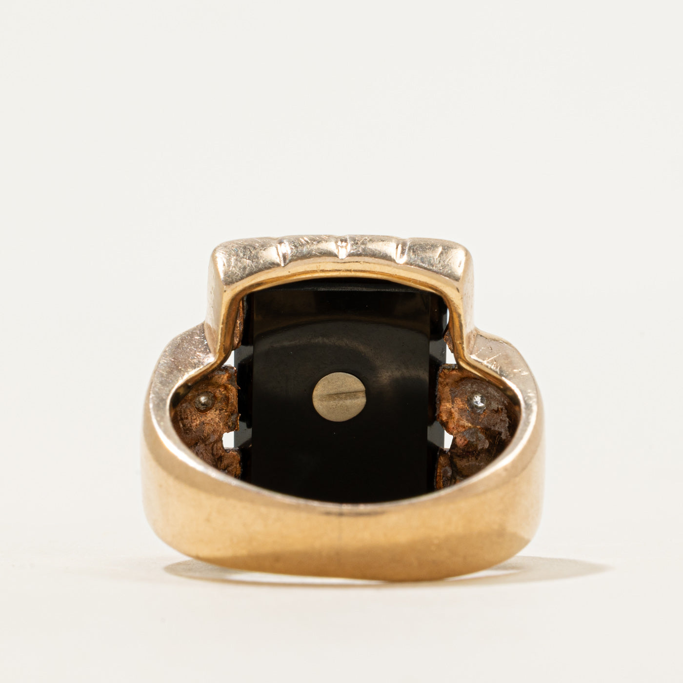 Onyx & Diamond "M" Initial Ring | 3.80ct, 0.01ctw | SZ 7.25