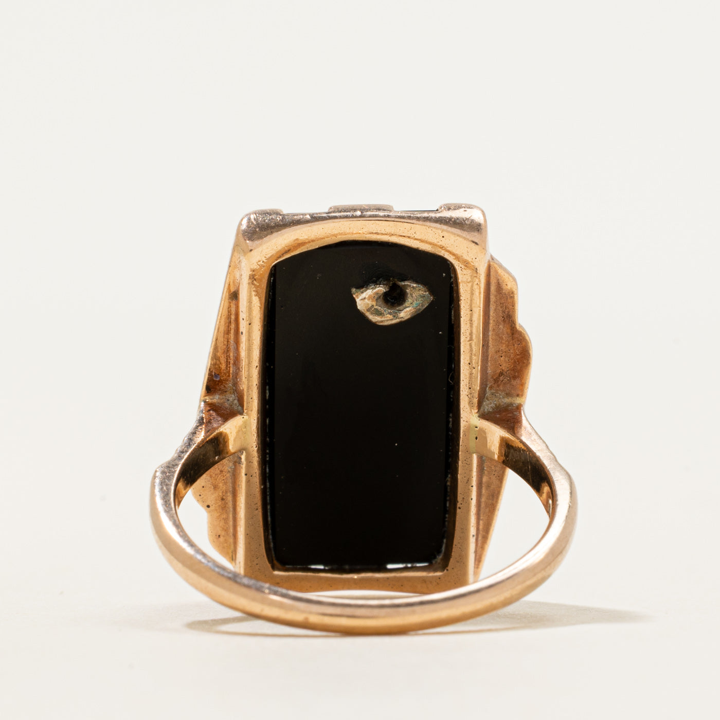 Rose Gold Onyx & Diamond Column Ring | 3.15ct, 0.005ct | SZ 7