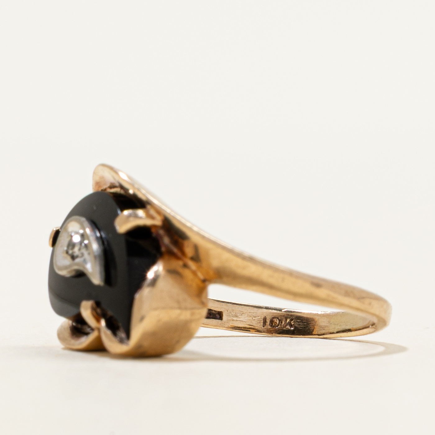 Onyx & Diamond Pear Shaped Bypass Ring | 1.60ct, 0.005ct | SZ 5.5
