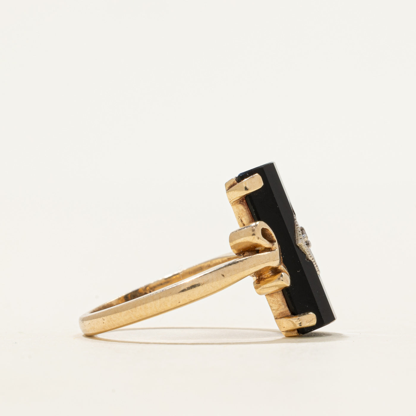 Onyx & Diamond Column Ring | 2.97ct, 0.005ct | SZ 6