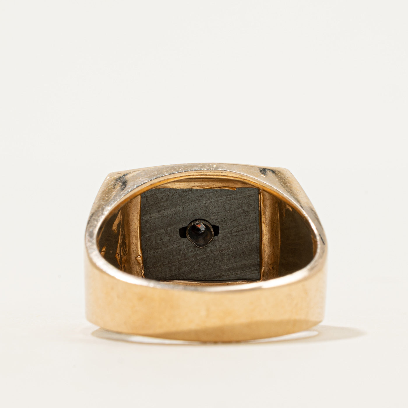 Hematite & Diamond Textured Signet Ring | 4.90ct, 0.02ct | SZ 10