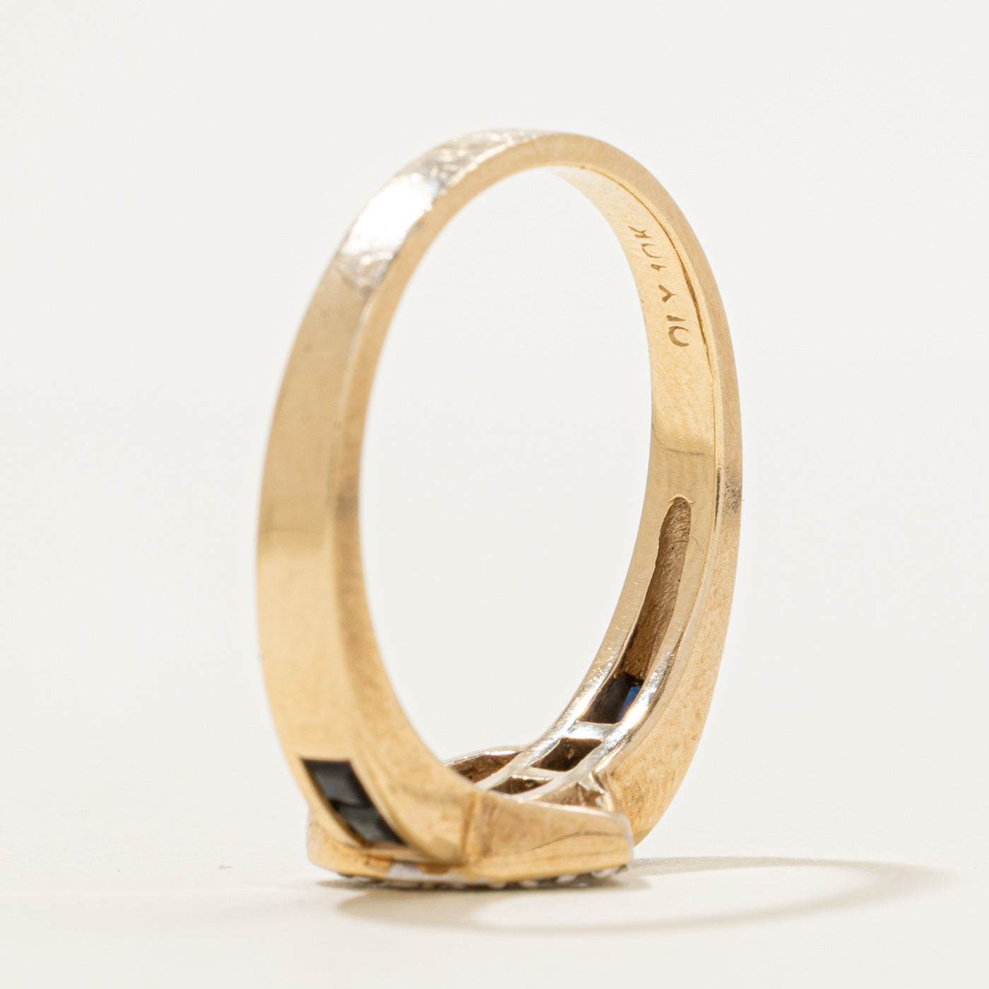 Semi Eternity Sapphire & Diamond Heart Ring | 0.48ctw, 0.01ctw | SZ 9.25