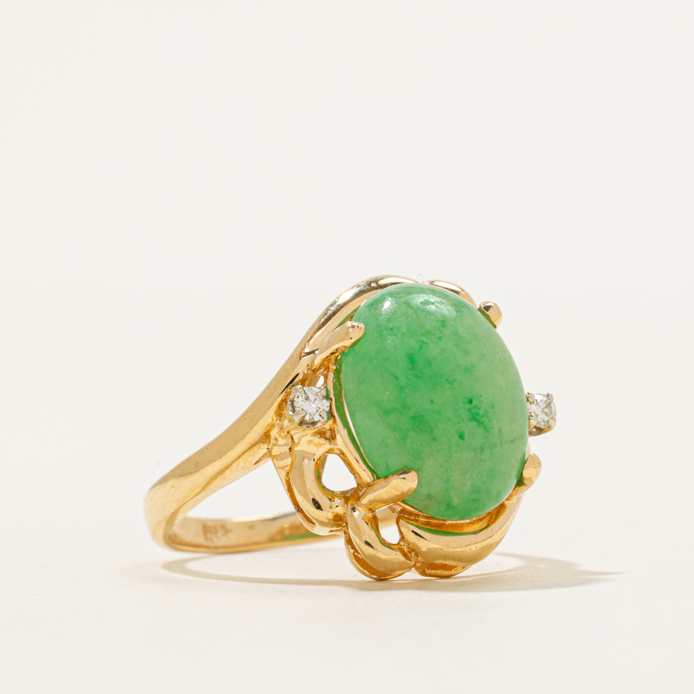 18k Jadeite & Diamond Bypass Cocktail Ring | 5.37ct, 0.05ctw | SZ 5.5