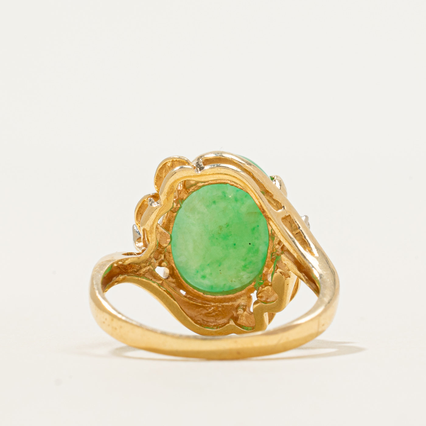 18k Jadeite & Diamond Bypass Cocktail Ring | 5.37ct, 0.05ctw | SZ 5.5