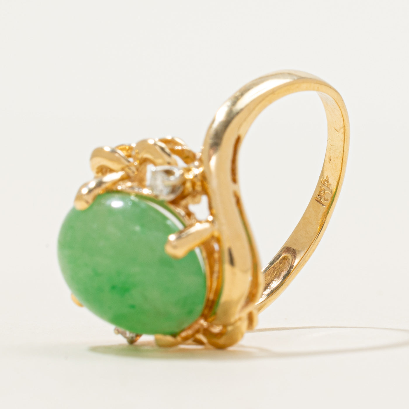18k Jadeite & Diamond Bypass Cocktail Ring | 5.37ct, 0.05ctw | SZ 5.5
