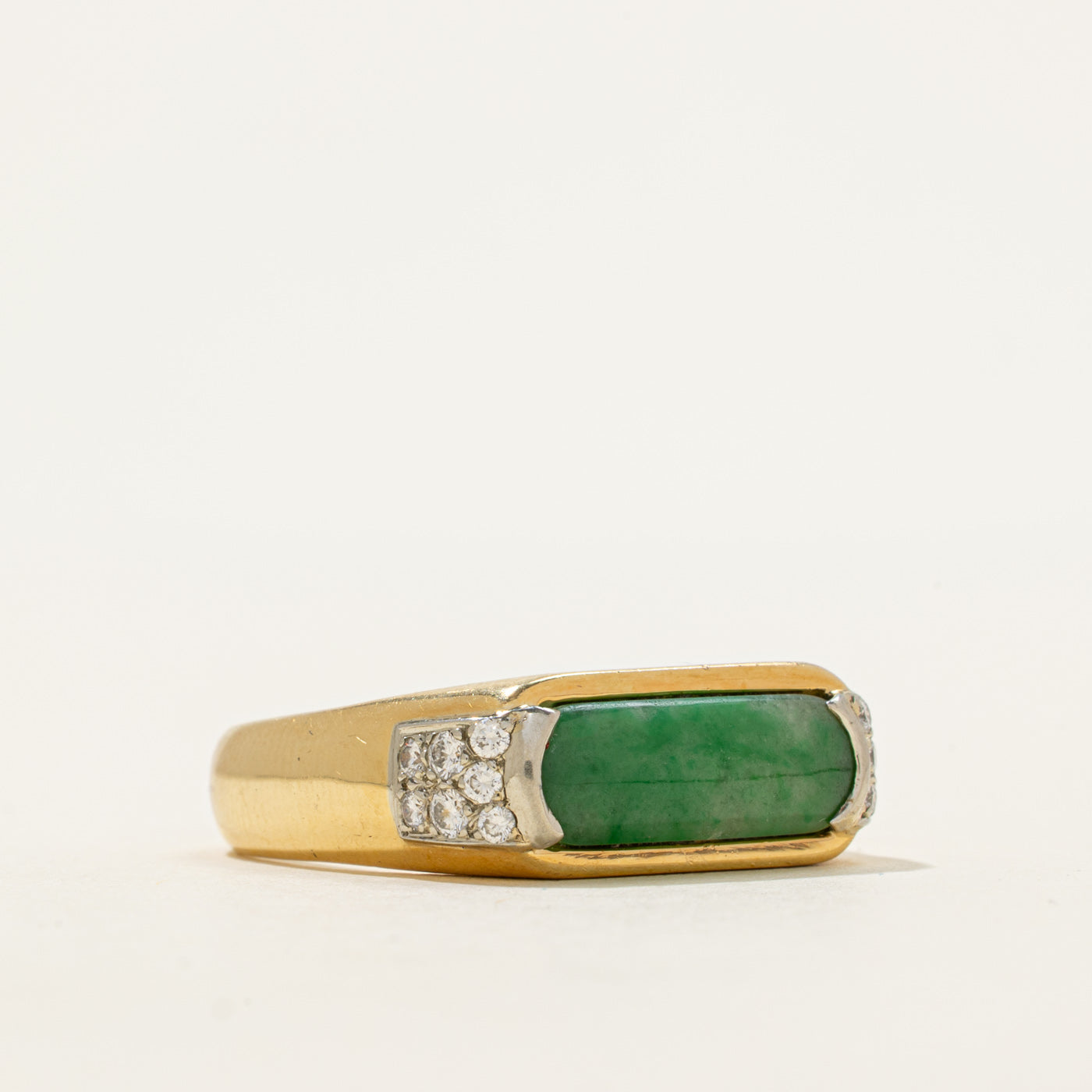 18k East West Jadeite & Diamond Ring | 2.24ct, 0.36ctw | SZ 11.5