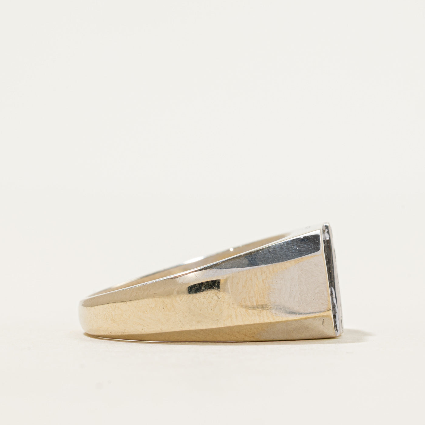 18k Onyx & Diagonal Diamond Octagon Signet Ring | 2.10ctw, 0.15ctw | SZ 9.5