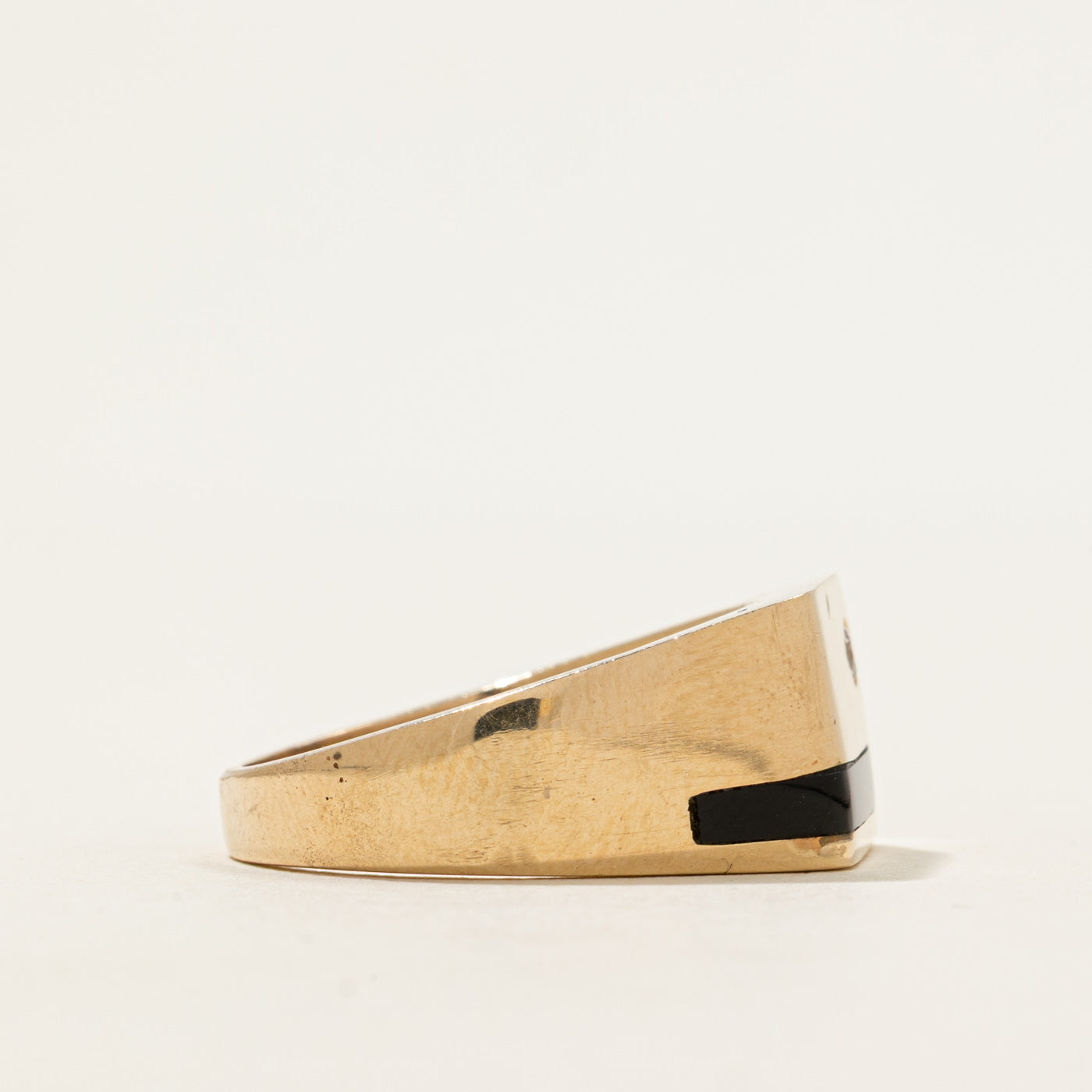 Flush Set Diamond Plain Enamel Signet Ring | 0.06ct | SZ 10