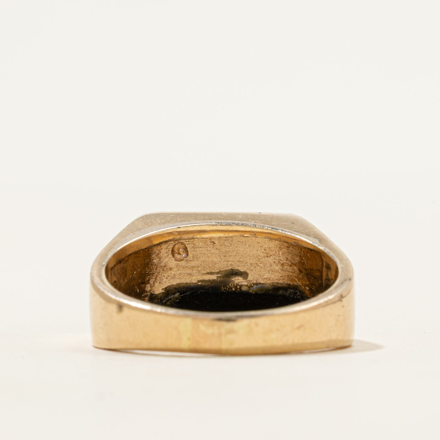 Flush Set Diamond Plain Enamel Signet Ring | 0.06ct | SZ 10