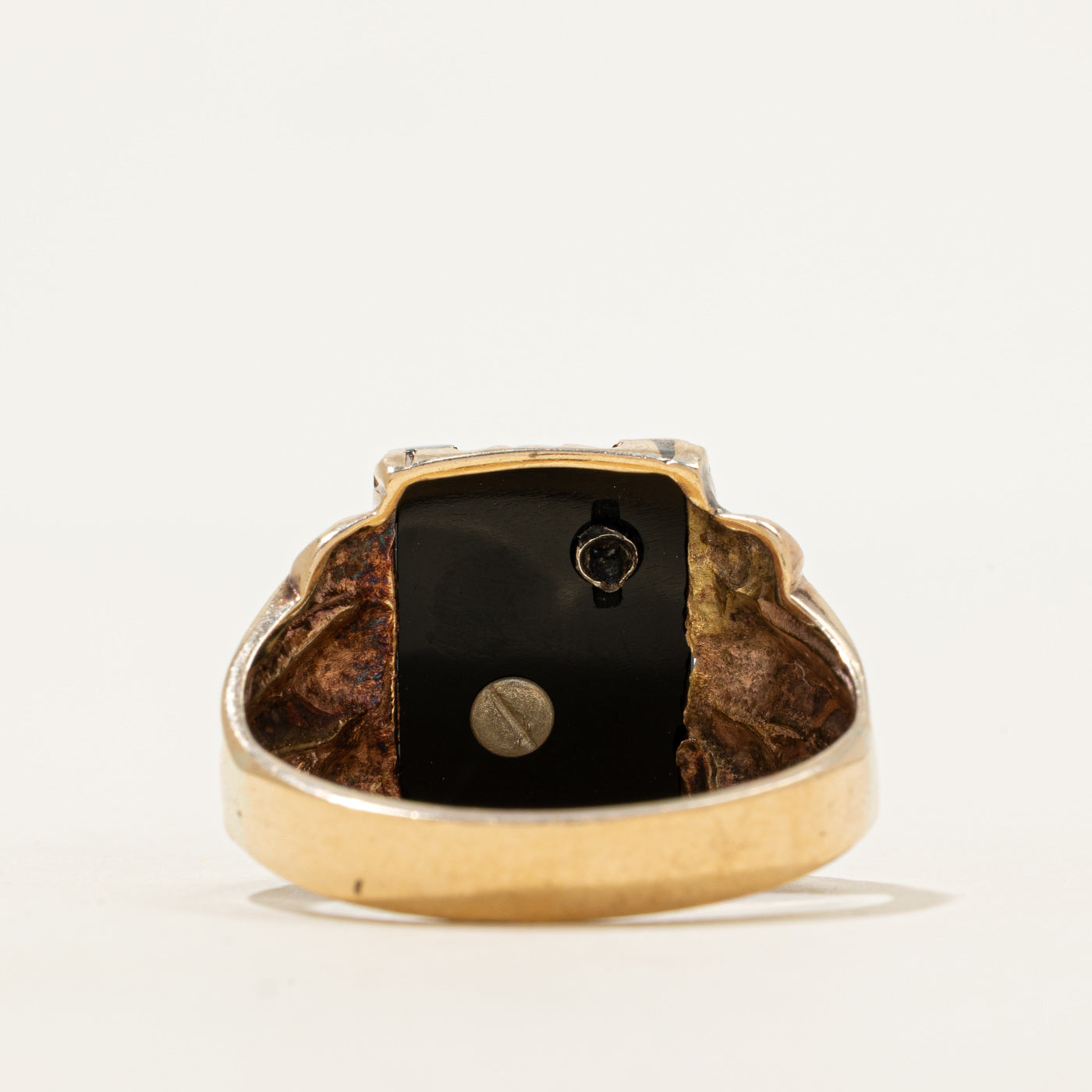 Onyx & Diamond Initial Ring | 3.44ct, 0.003ct | SZ 13.5