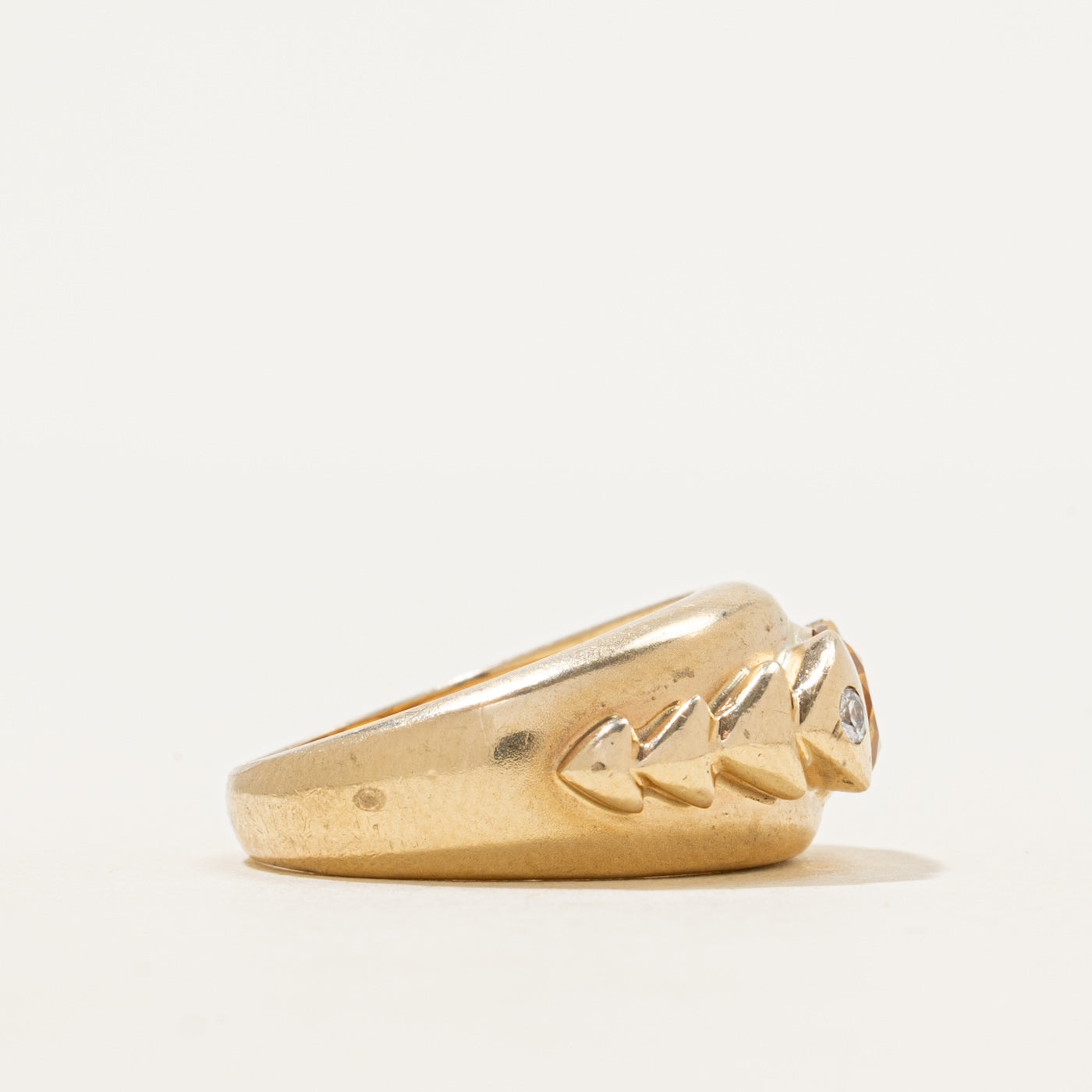 East West Citrine & Diamond Triangle Dome Ring | 0.86ct, 0.04ctw | SZ 5.25