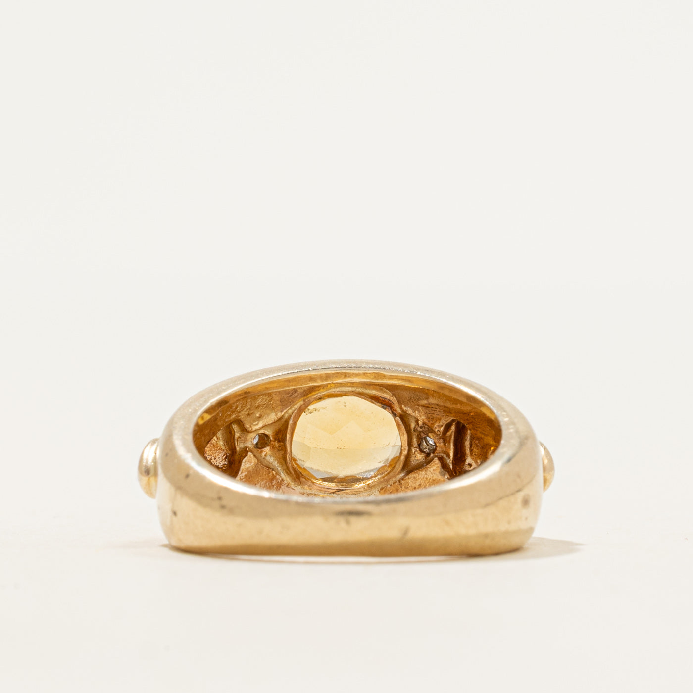 East West Citrine & Diamond Triangle Dome Ring | 0.86ct, 0.04ctw | SZ 5.25
