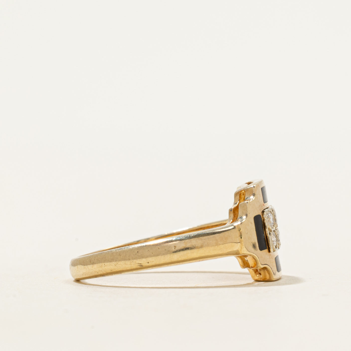 Diamond Grid Enamel Ring | 0.16ctw | SZ 6.5