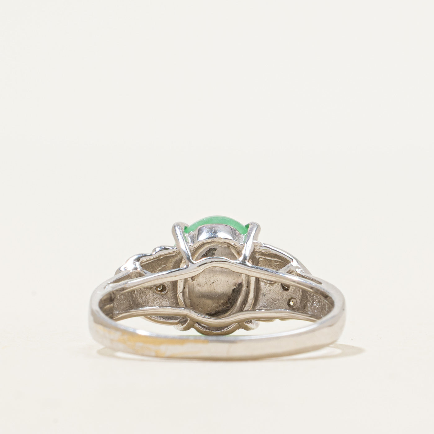 Cabochon Jadeite & Diamond Ring | 1.58ct, 0.03ctw | SZ 5