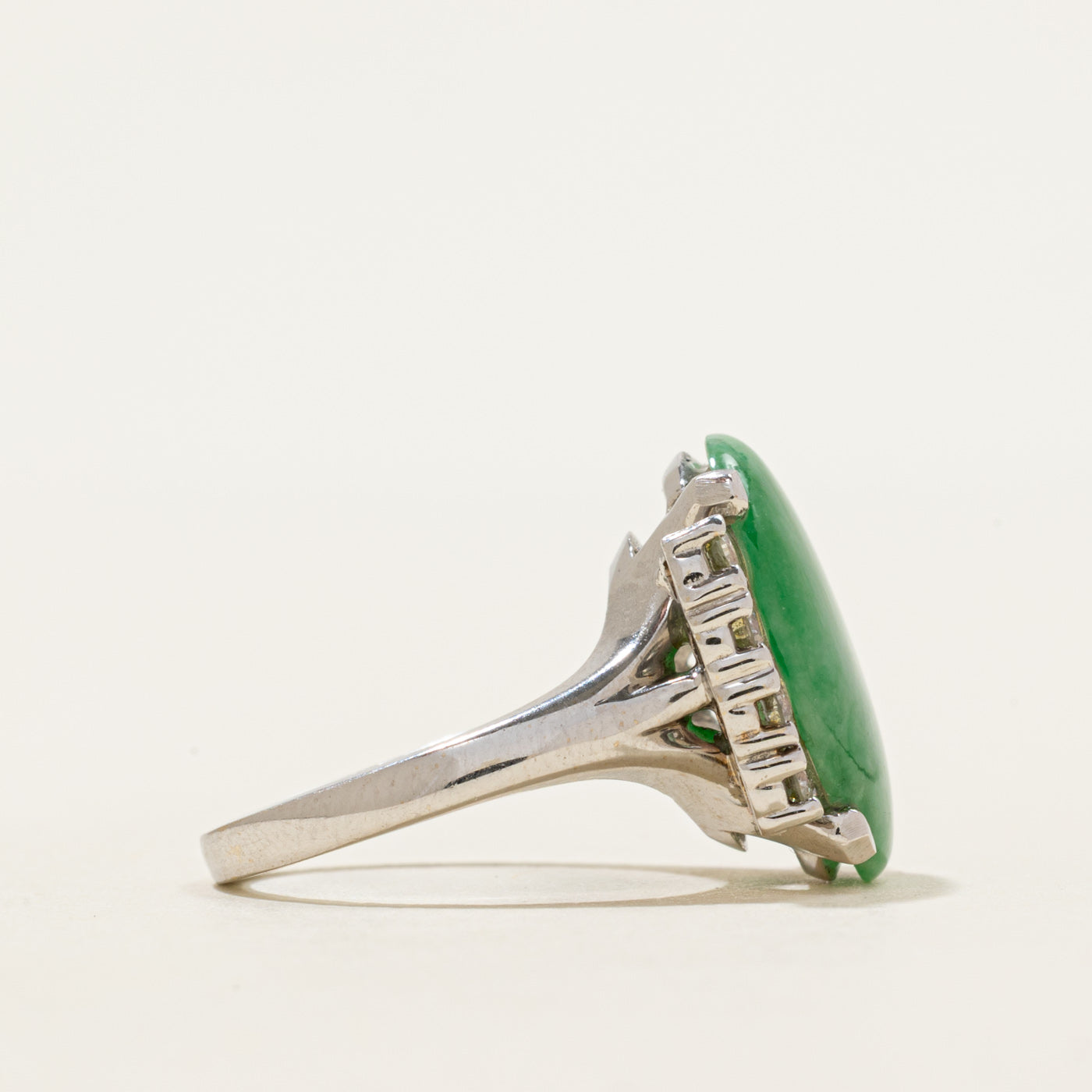 Cabochon Jadeite & Diamond Cocktail Ring | 4.58ct, 0.40ctw | SZ 5