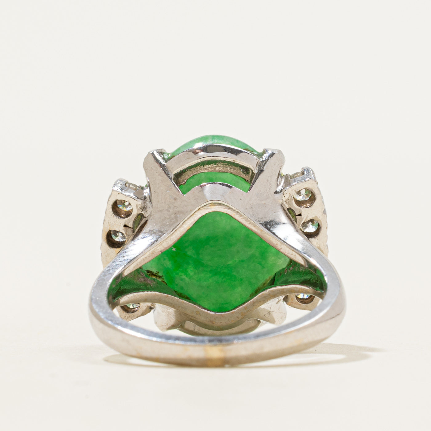 Cabochon Jadeite & Diamond Cocktail Ring | 4.58ct, 0.40ctw | SZ 5