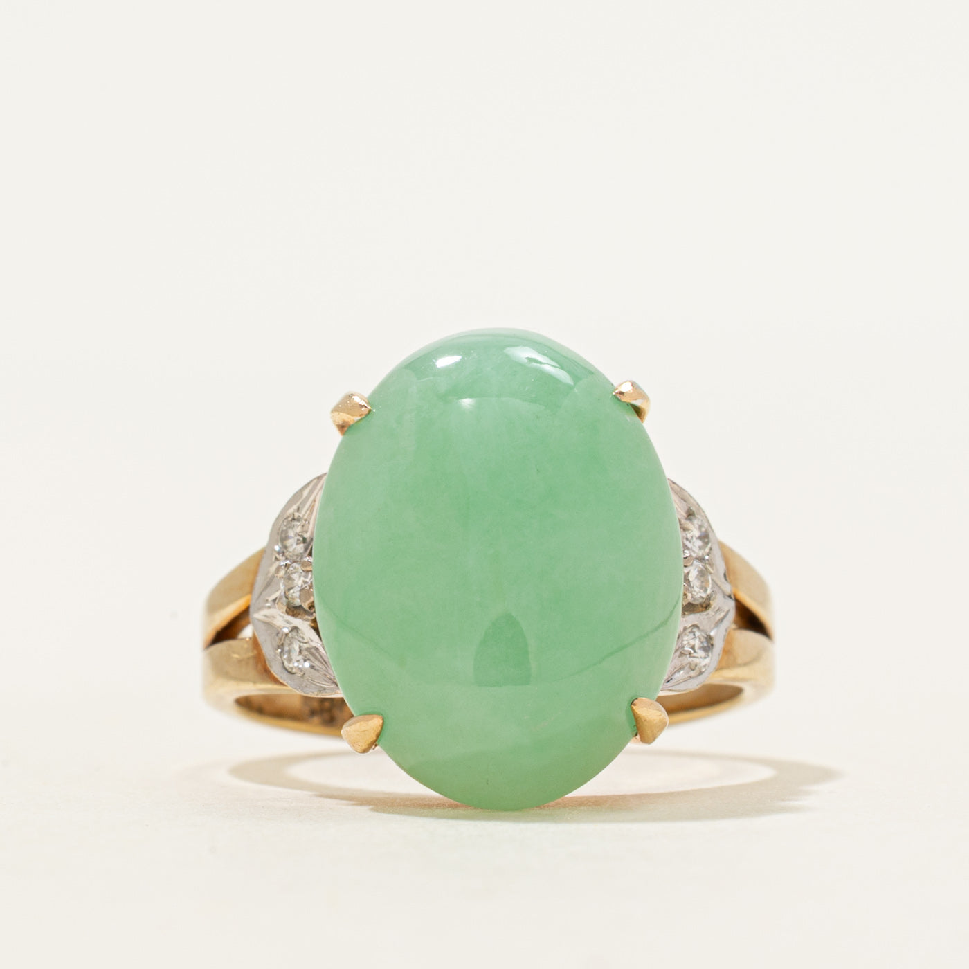 Jadeite & Diamond Cocktail Ring | 9.10ct, 0.06ctw | SZ 7
