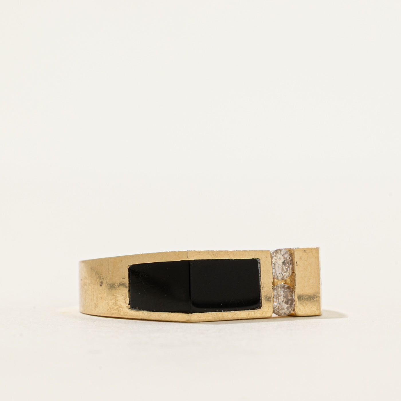 Tension Set Diamond Enamel Signet Ring | 0.24ctw | SZ 9