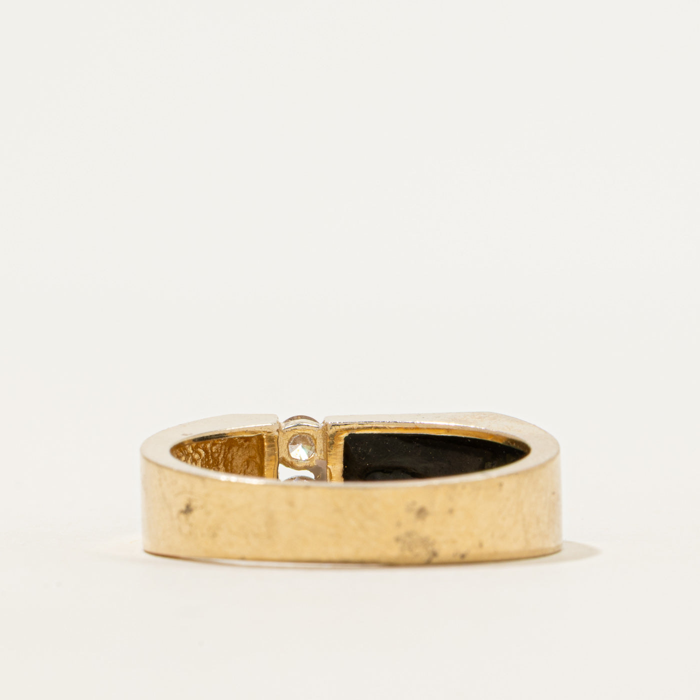 Tension Set Diamond Enamel Signet Ring | 0.24ctw | SZ 9