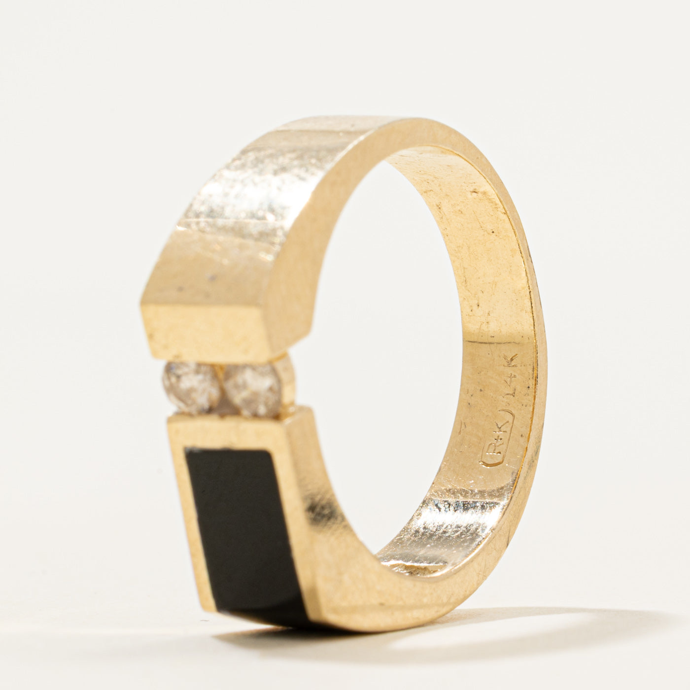 Tension Set Diamond Enamel Signet Ring | 0.24ctw | SZ 9