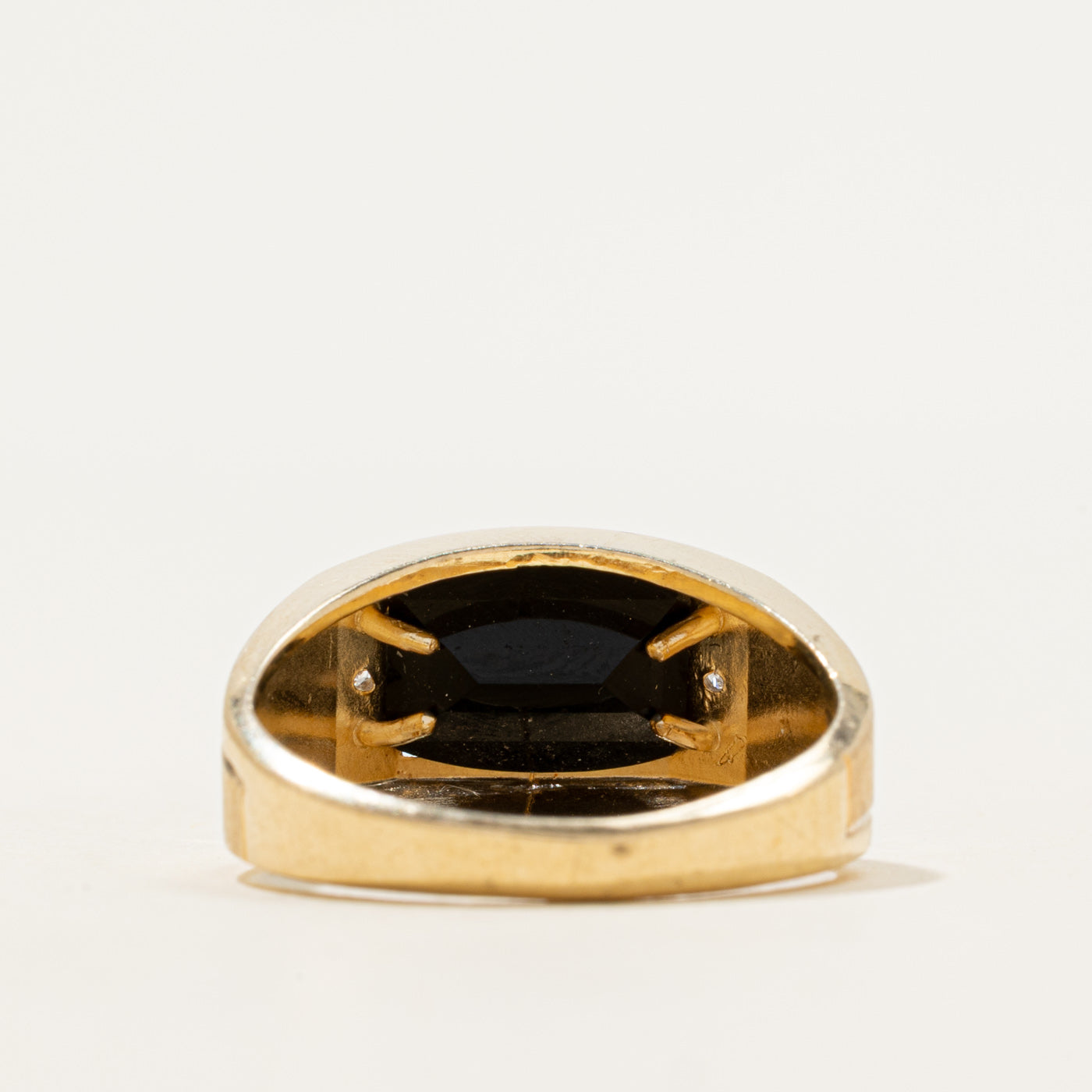 Rectangle Onyx & Diamond Grooved Ring | 1.69ct, 0.03ctw | SZ 8.25