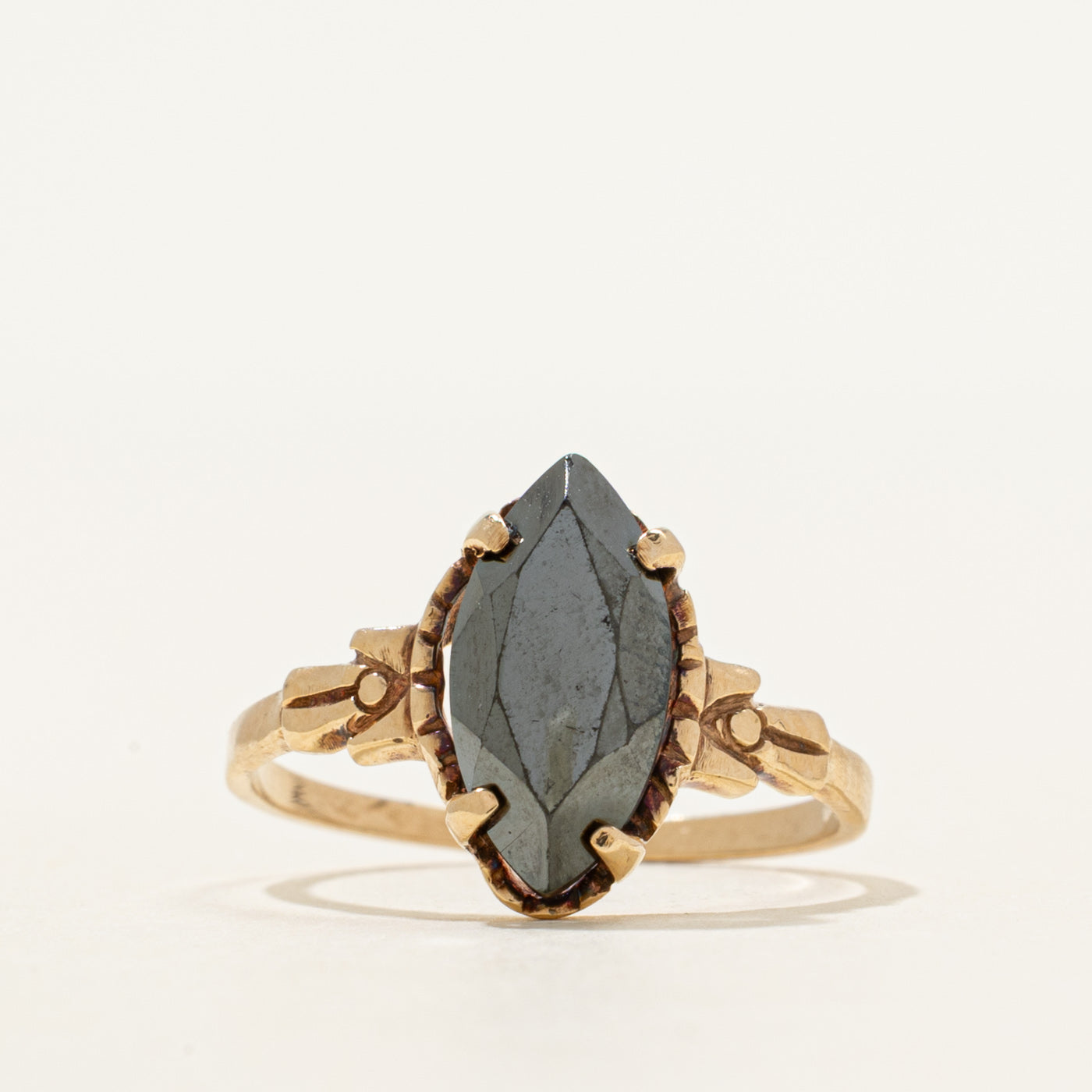 Hematite Textured Navette Ring | 1.60ct | SZ 5.75