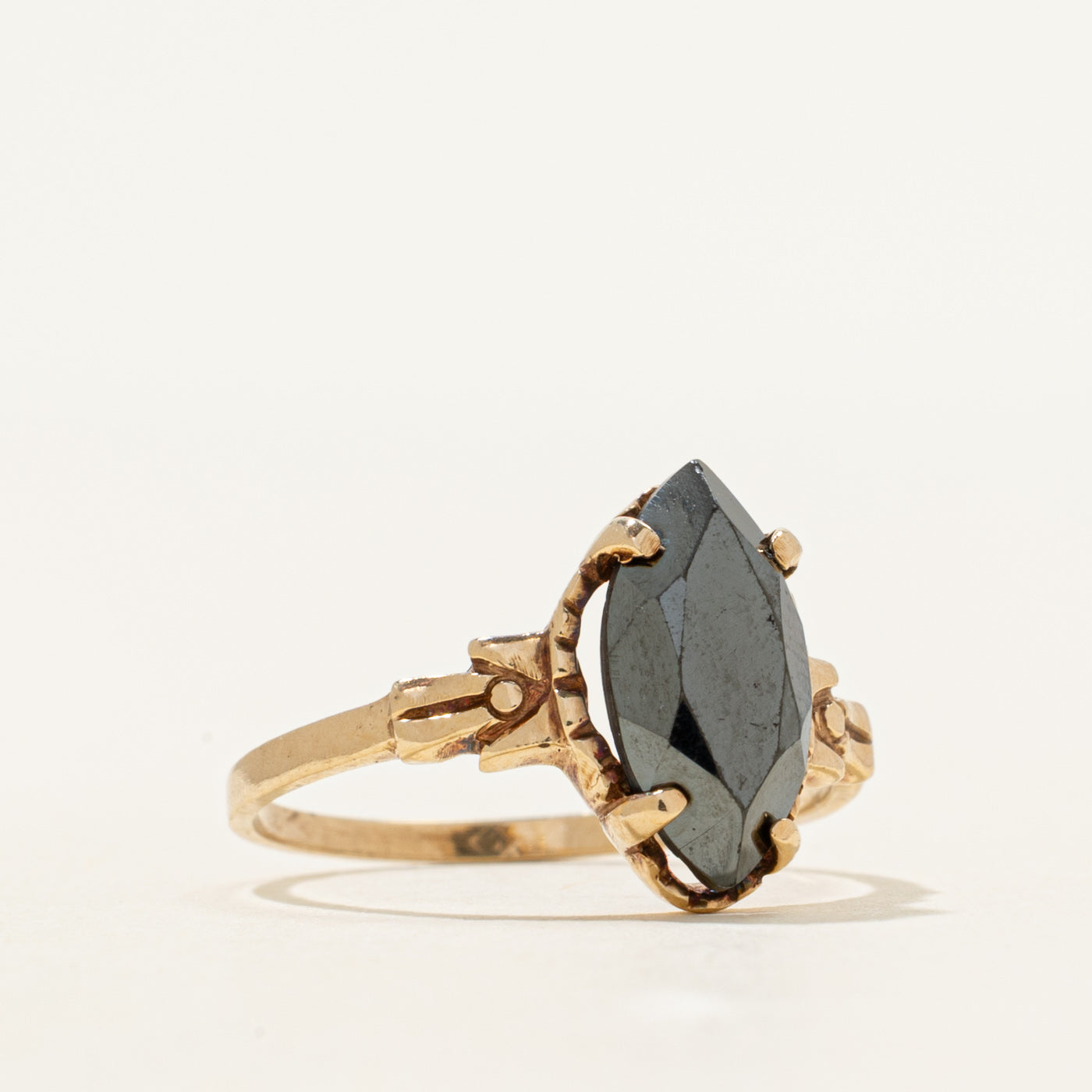 Hematite Textured Navette Ring | 1.60ct | SZ 5.75