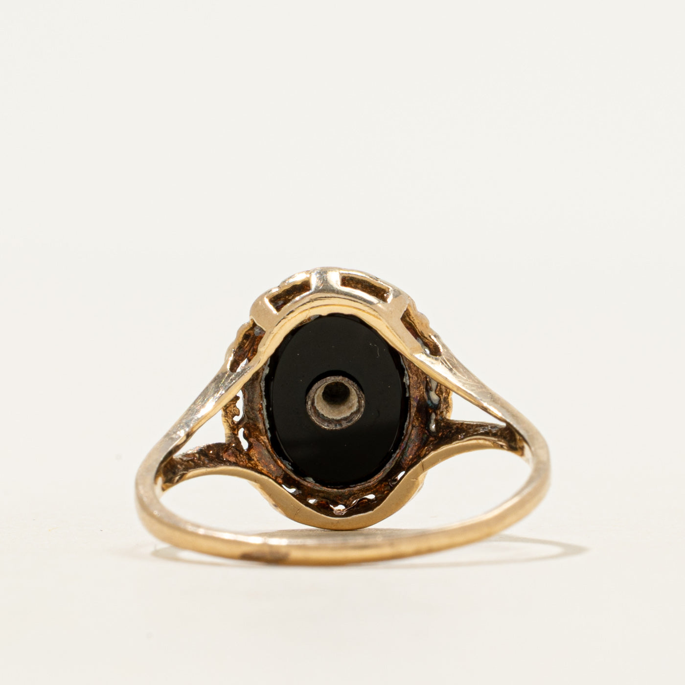 Cabochon Onyx & Diamond Open Shank Ring | 1.03ct, 0.005ct | SZ 7.75