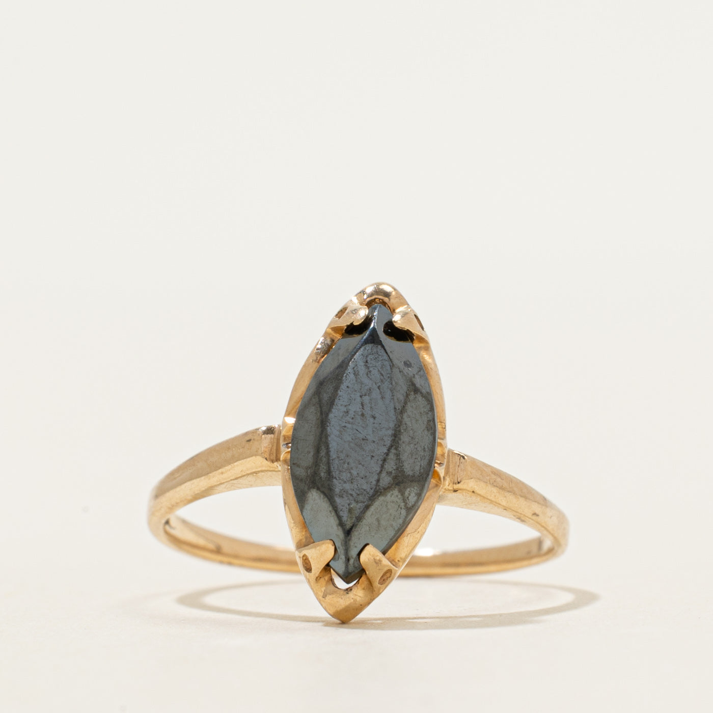 Basket Set Hematite Navette Ring | 1.60ct | SZ 6.5