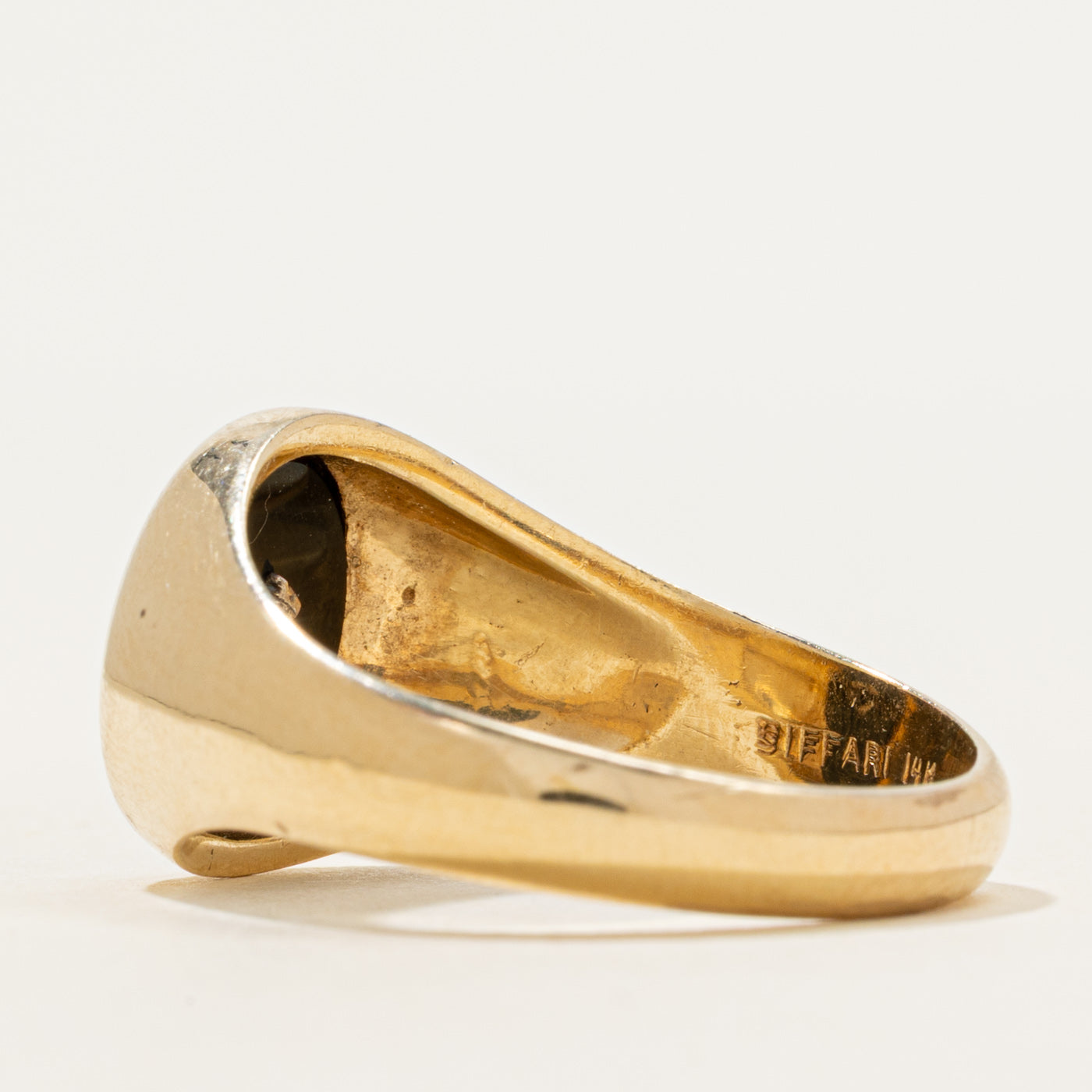 Flush Set Onyx & Diamond Signet Ring | 2.03ct, 0.005ct | SZ 11.75