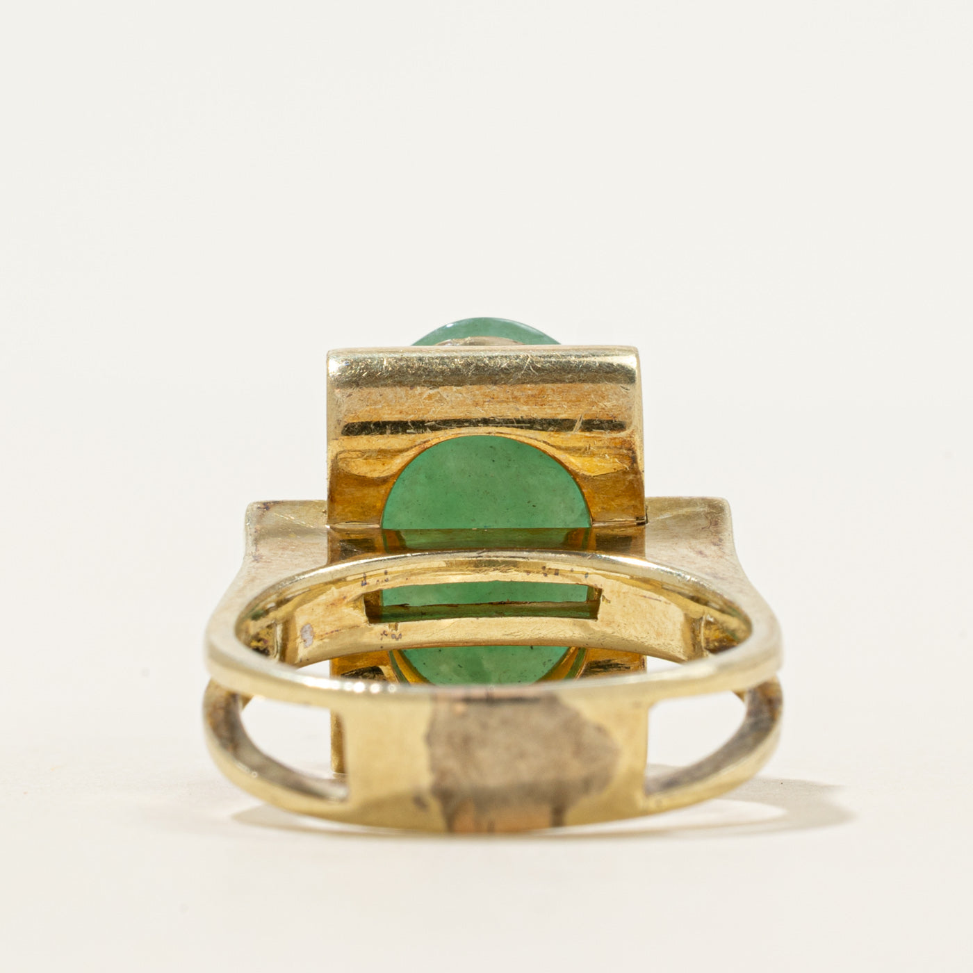 18k Cabochon Jadeite & Diamond Cocktail Ring | 11.40ct, 0.09ctw | SZ 7.5