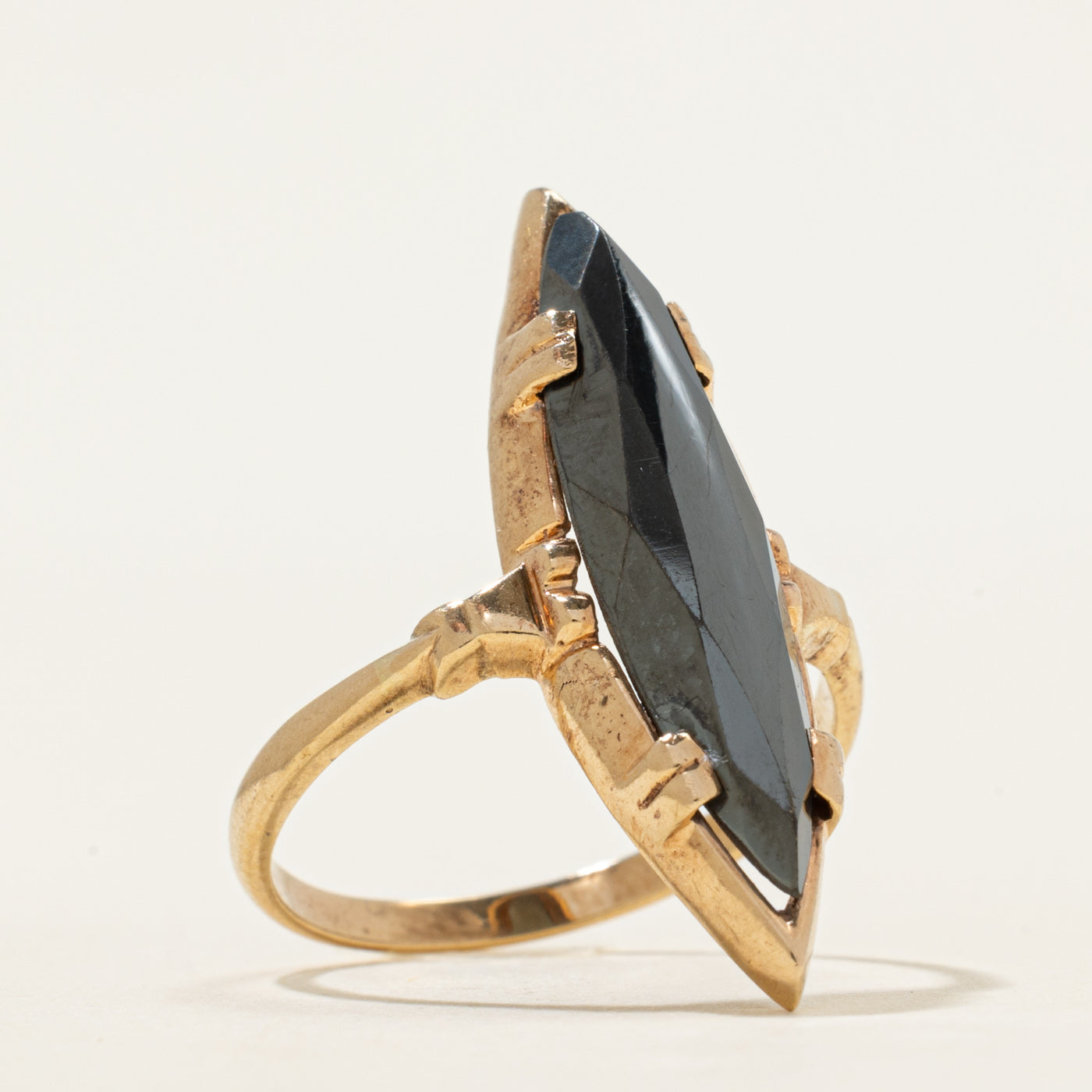 Hematite Navette Ring | 3.84ct | SZ 9