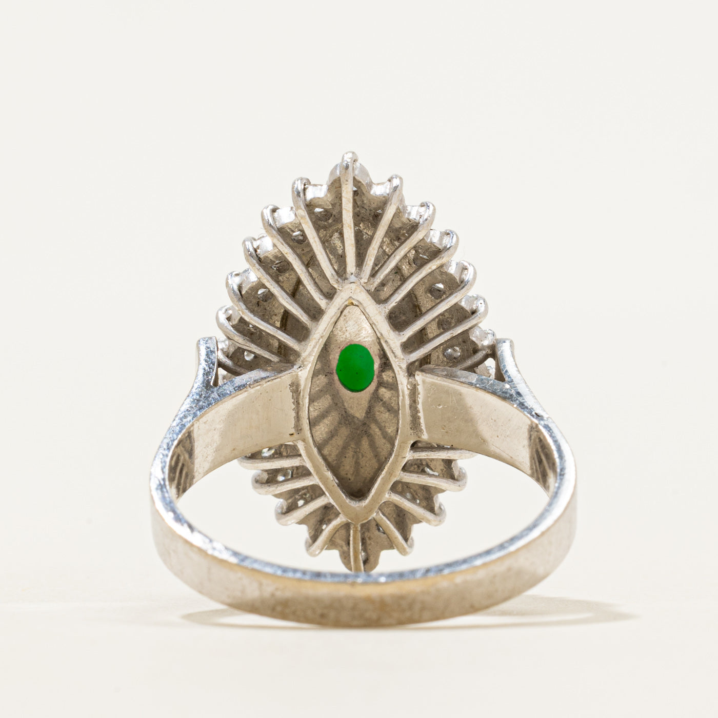 Jadeite & Diamond Petal Halo Cocktail Ring | 6.10ct, 0.39ctw | SZ 8