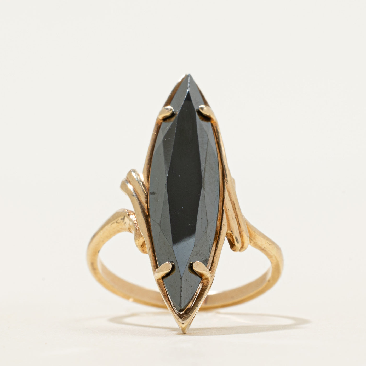 Hematite Engraved Navette Ring | 3.91ct | SZ 6