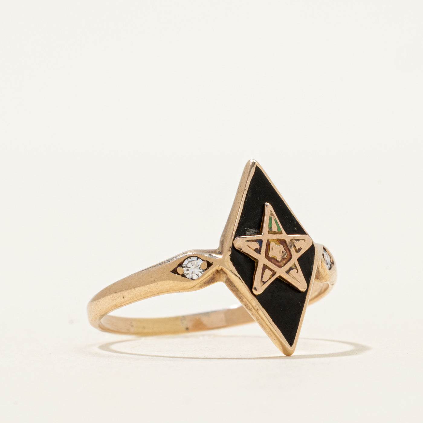 Onyx & Diamond Masonic Eastern Star Ring | 0.75ct, 0.04ctw | SZ 7