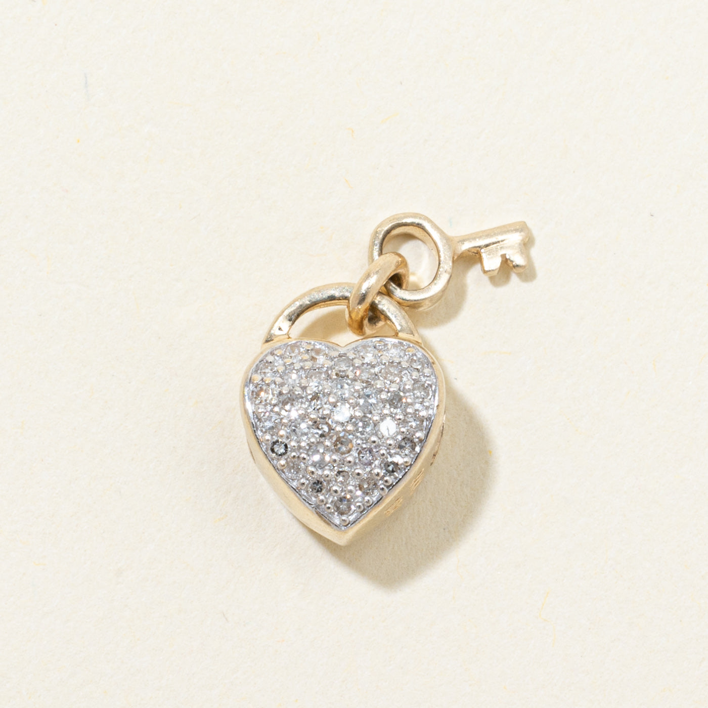 Pave Set Diamond Lock & Key Heart Charm | 0.22ctw