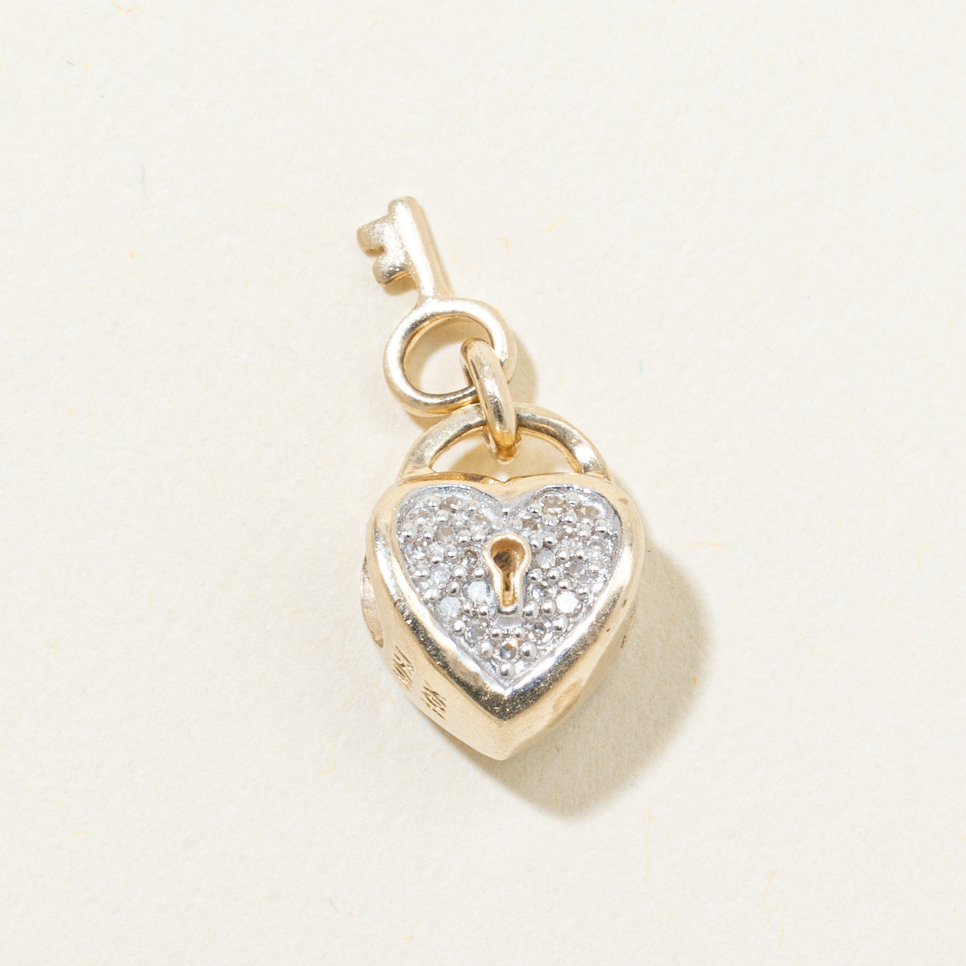 Pave Set Diamond Lock & Key Heart Charm | 0.22ctw