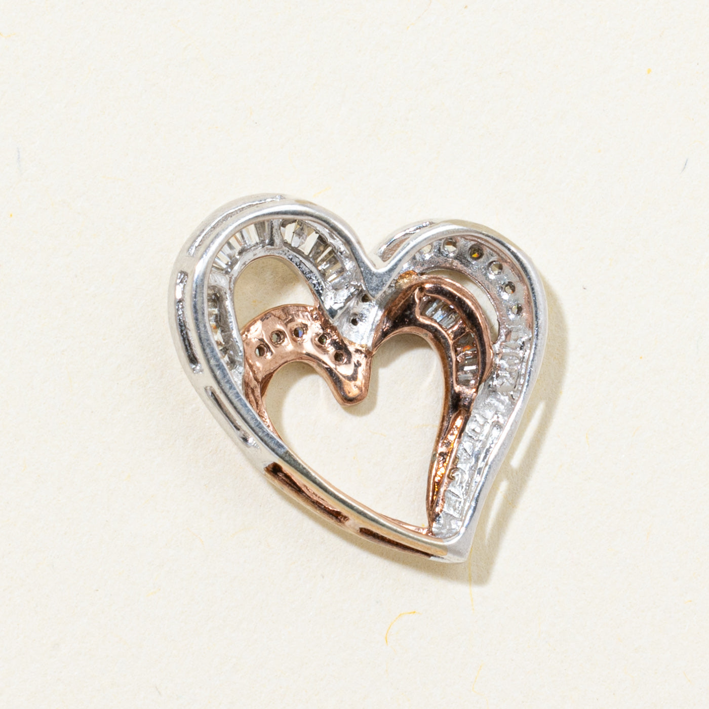 Two-Tone Diamond Open Heart Pendant | 0.22ctw