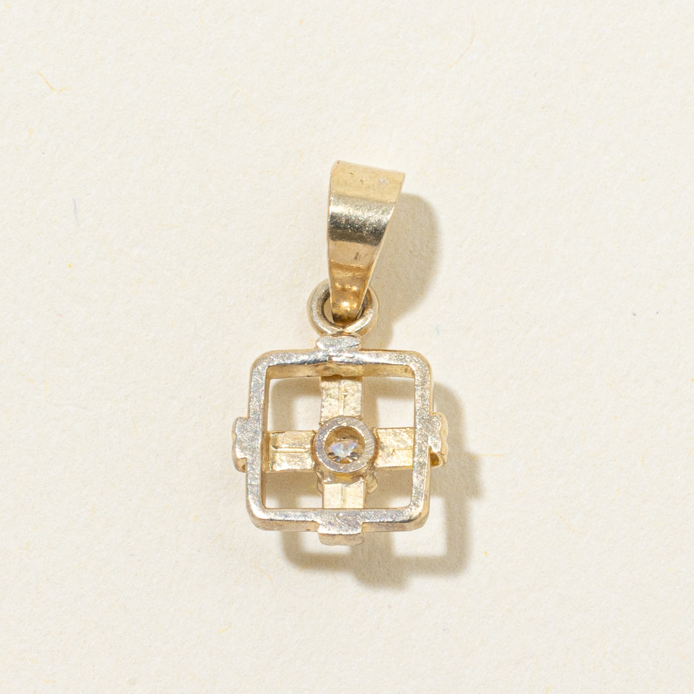 18k Diamond Openwork Square Pendant | 0.08ct
