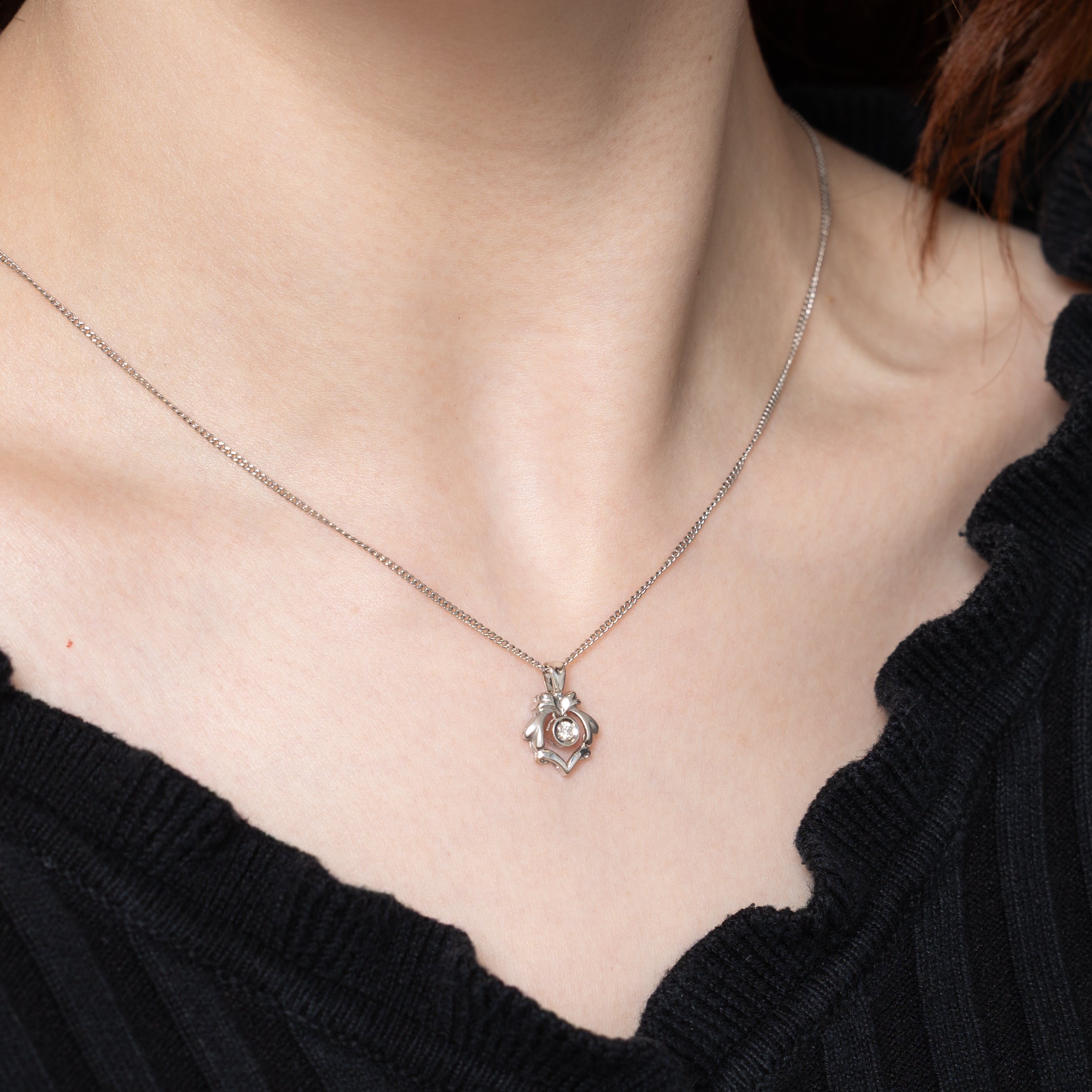 18k Bezel Set Diamond Ornate Pendant | 0.05ct