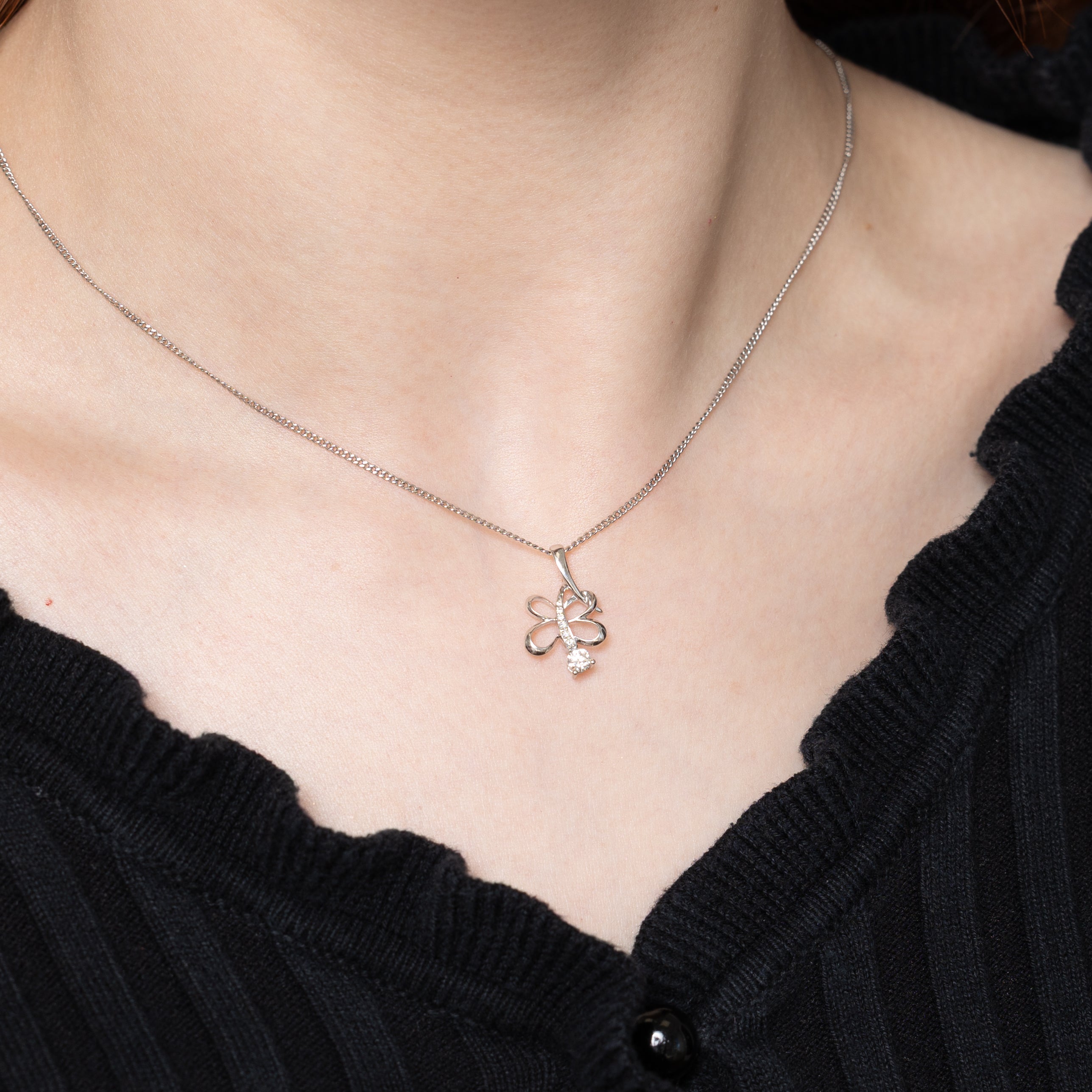 18k White Gold Diamond Butterfly Pendant | 0.17ctw
