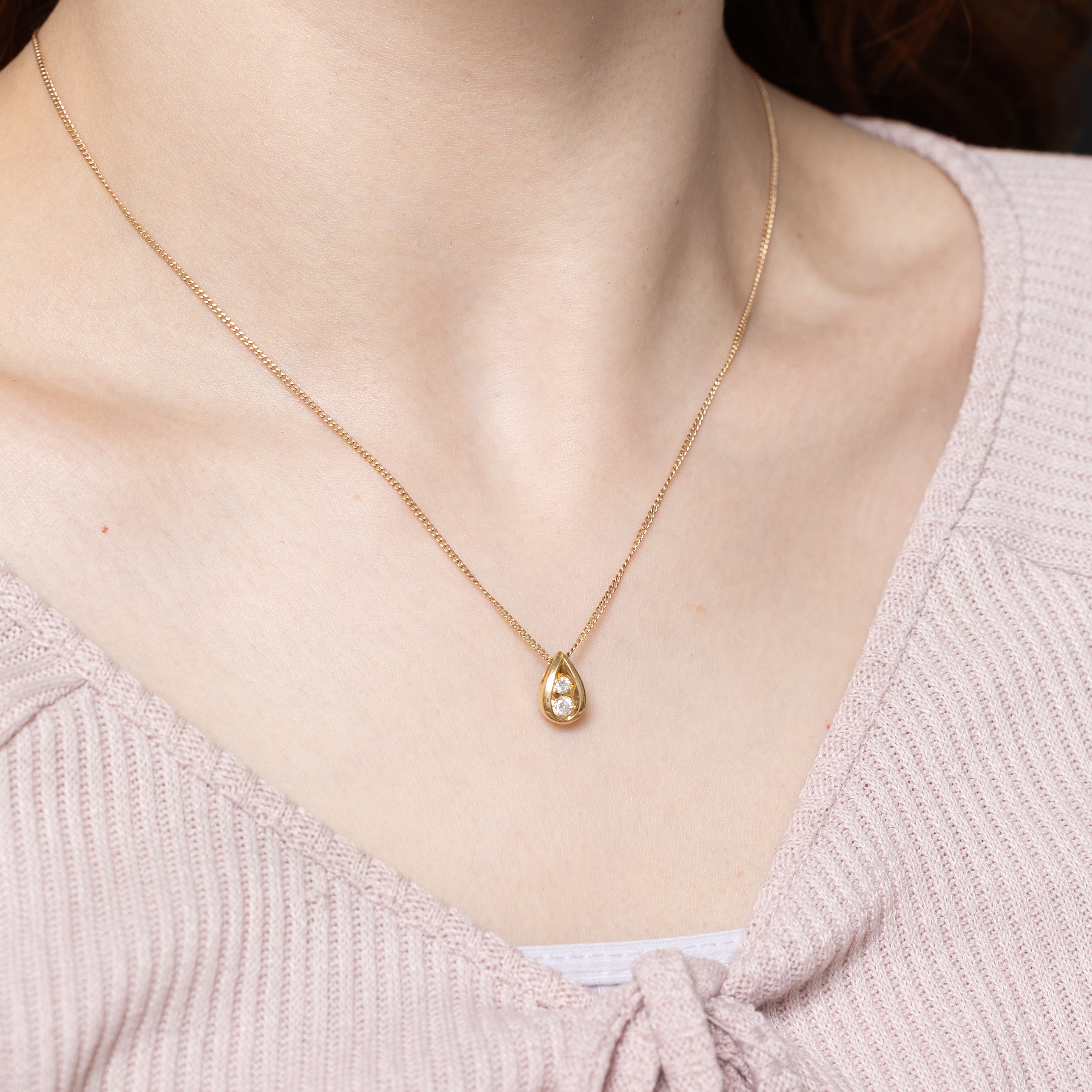 Pendentif poire deux diamants | 0,20 ct