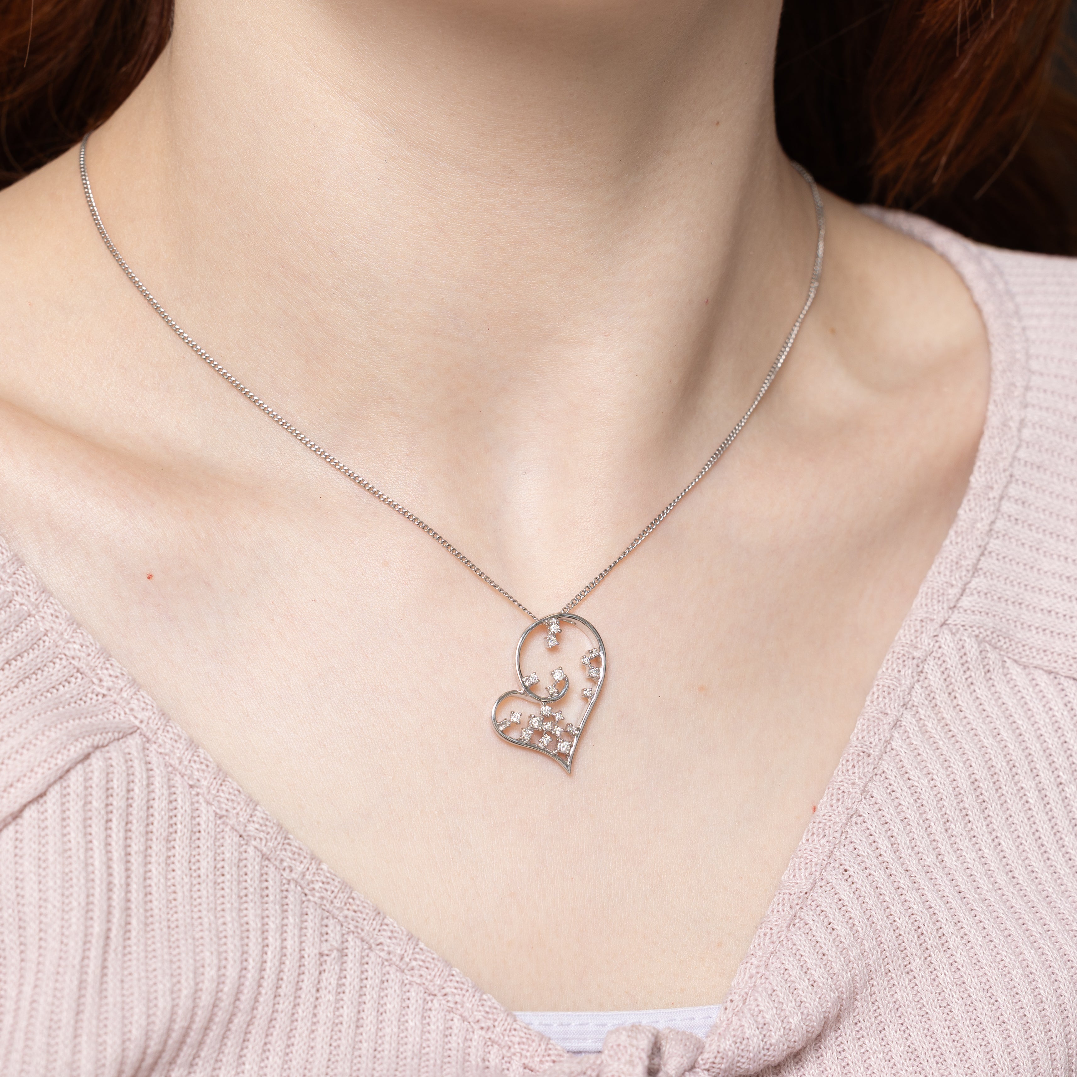 Pendentif cœur oblong ouvert en diamant | 0,29 ct