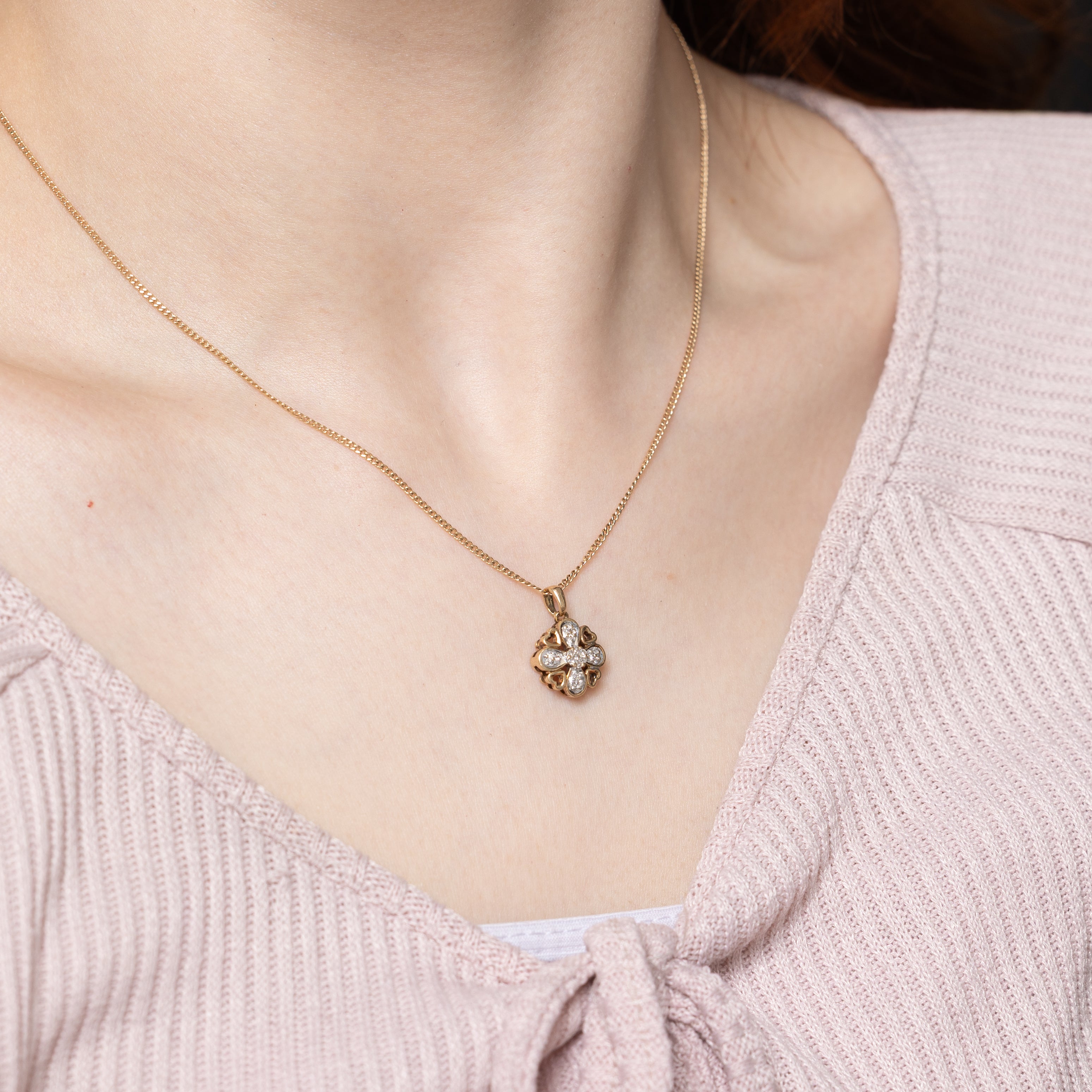 Diamond Cloverleaf Heart Pendant | 0.10ctw