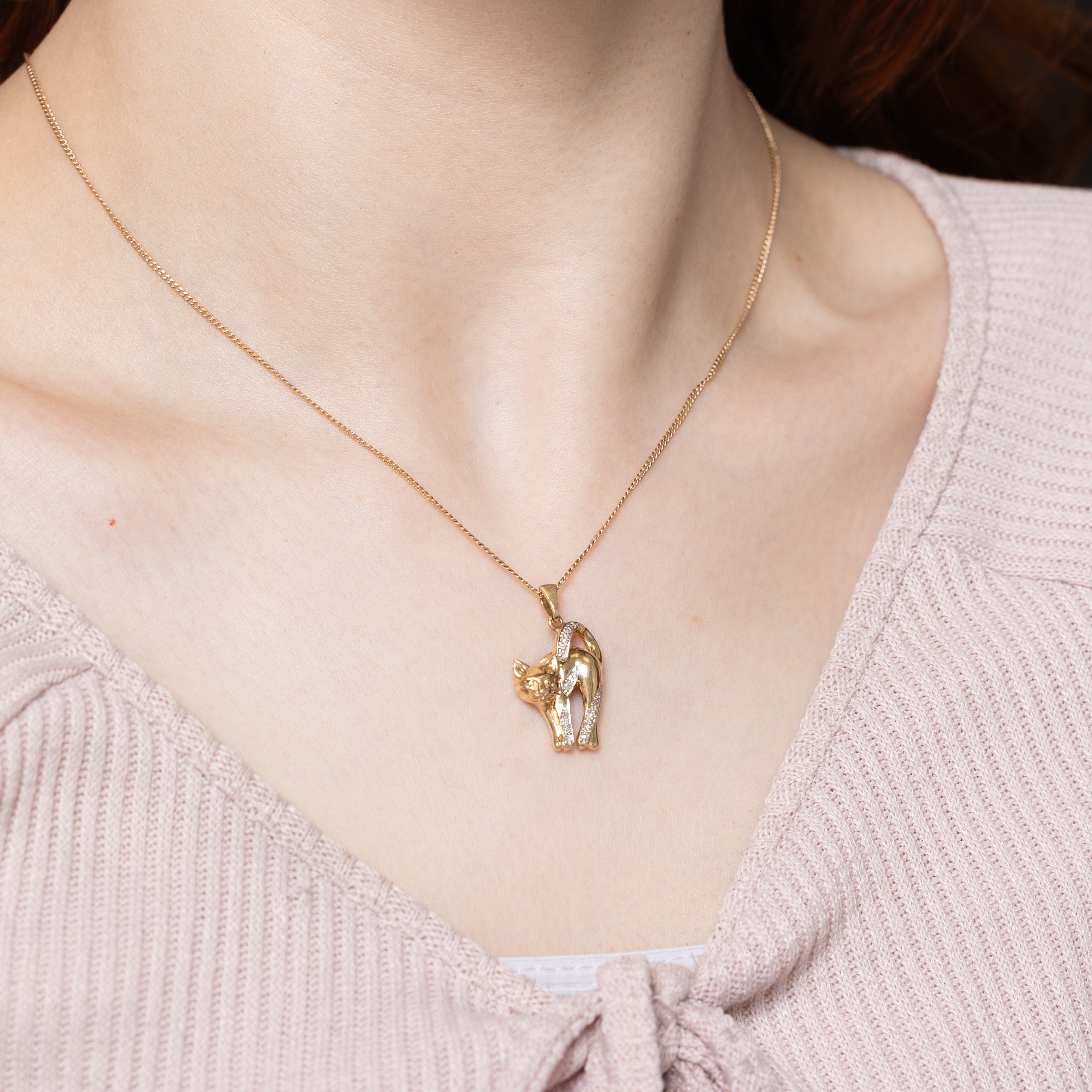 Diamond Cat Pendant | 0.10ctw